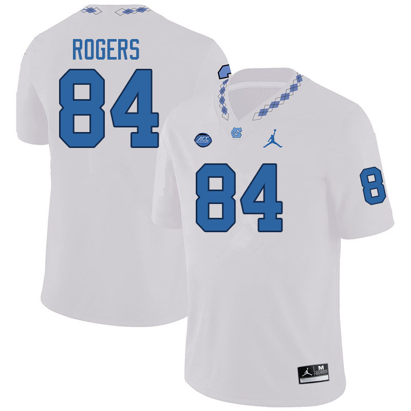 Men #84 Cyrus Rogers North Carolina Tar Heels College Football Jerseys Sale-White